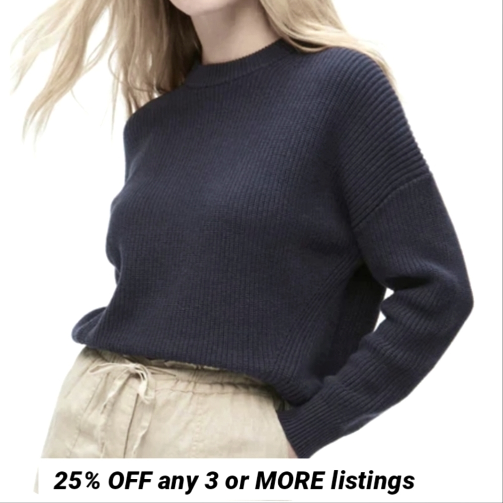 Black Sweater Size 1X Loose Knit Chunky Cozy Crewneck Ribbed Oversized Warm
